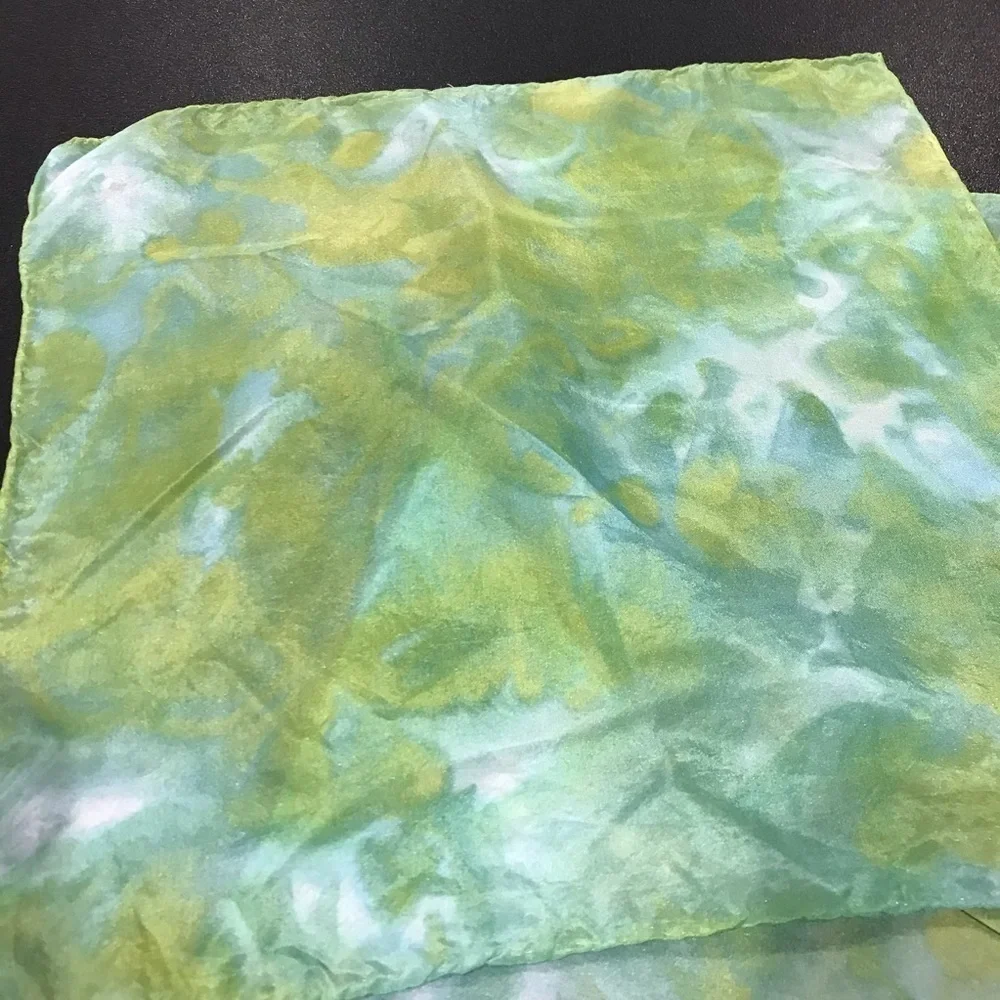 2 silk handkerchiefs tie dye marbled gorgeous artwork Victorian cosplay